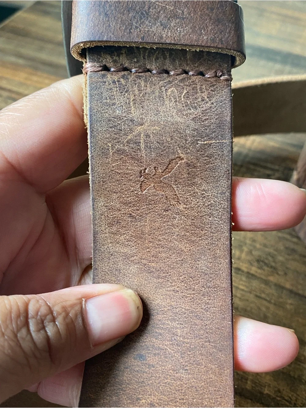 American Eagle Distressed Leather Belt, 26”